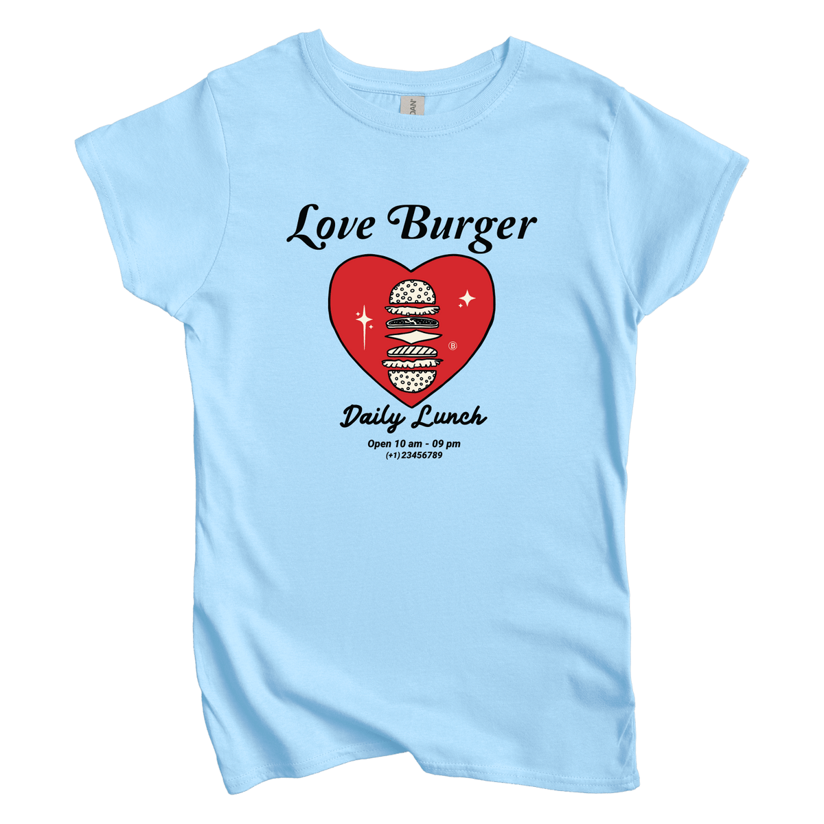 T-Shirts S / Light Blue Love Burger: Sae Karepe Women's Tee