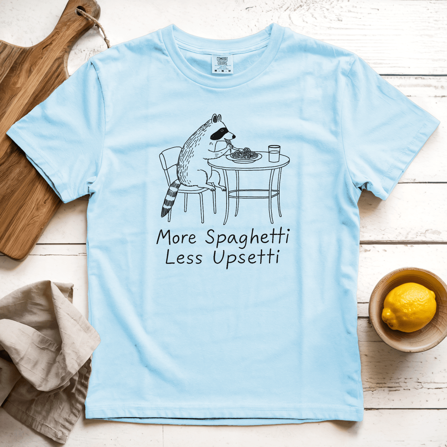 T-Shirt Chambray / S More Spaghetti Less Upsetti Raccoon