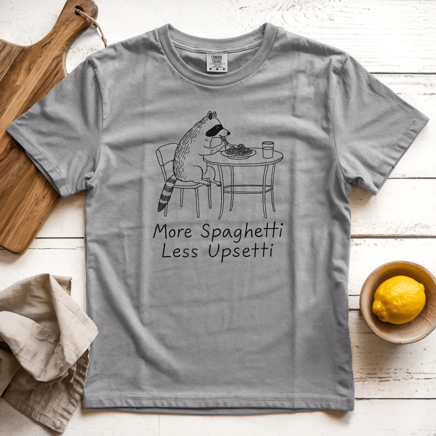 T-Shirt Grey / S More Spaghetti Less Upsetti Raccoon