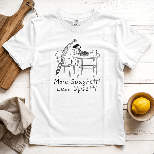 T-Shirt White / S More Spaghetti Less Upsetti Raccoon