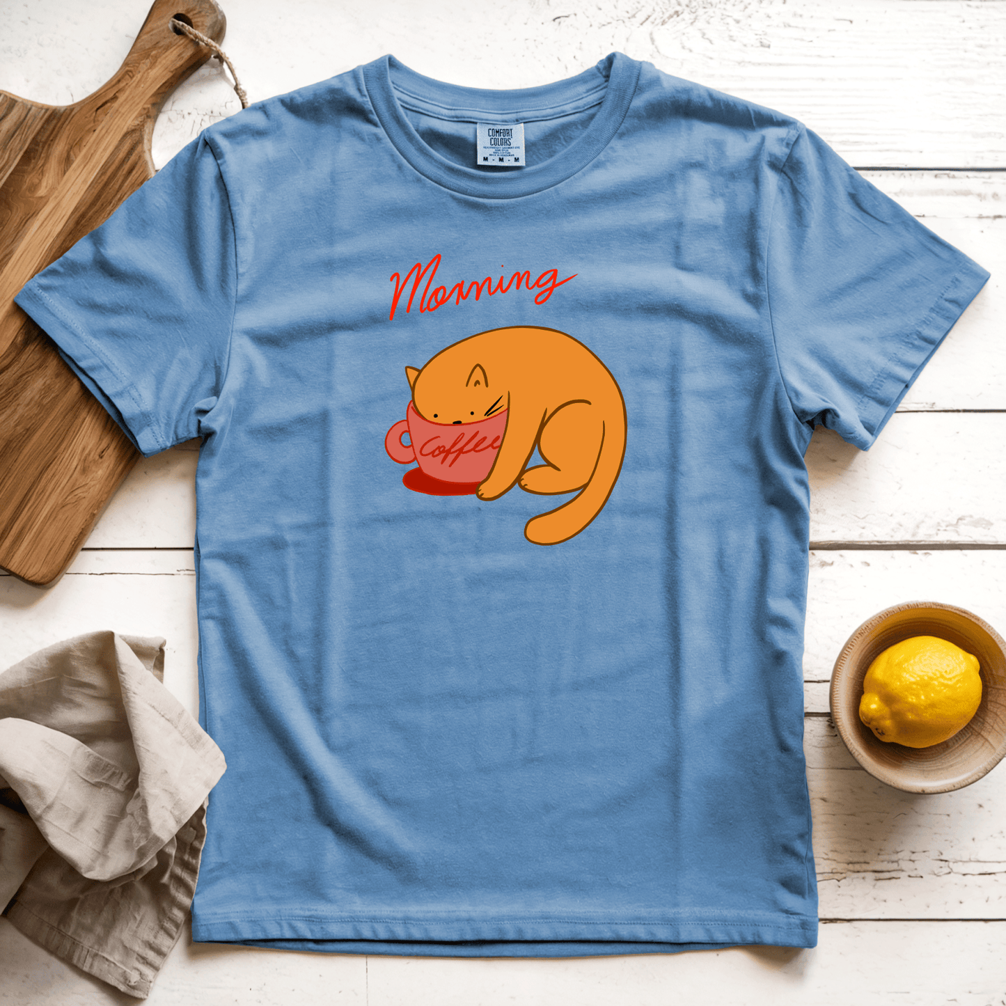 T-Shirts Blue Jean / S Morning Coffee: Woblylines