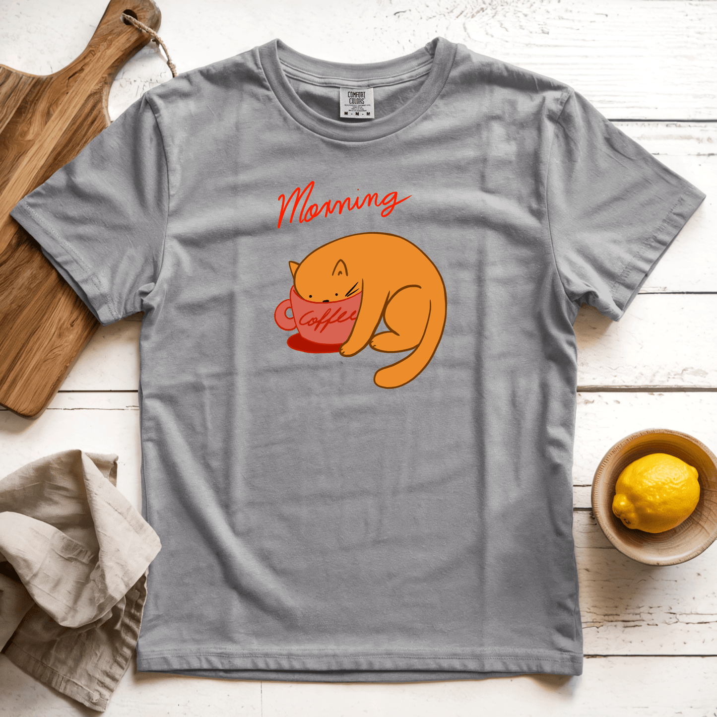 T-Shirts Grey / S Morning Coffee: Woblylines
