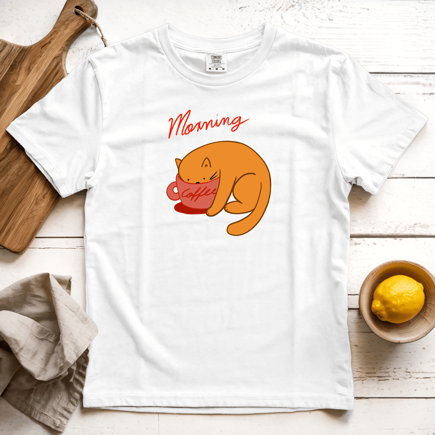 T-Shirts White / S Morning Coffee: Woblylines