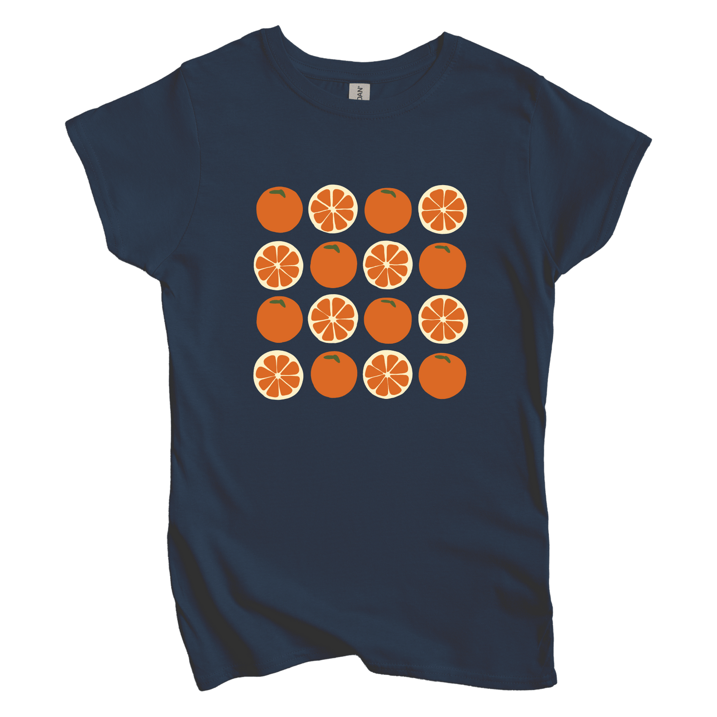 T-Shirt Navy / S Orange Grid Women's Tee
