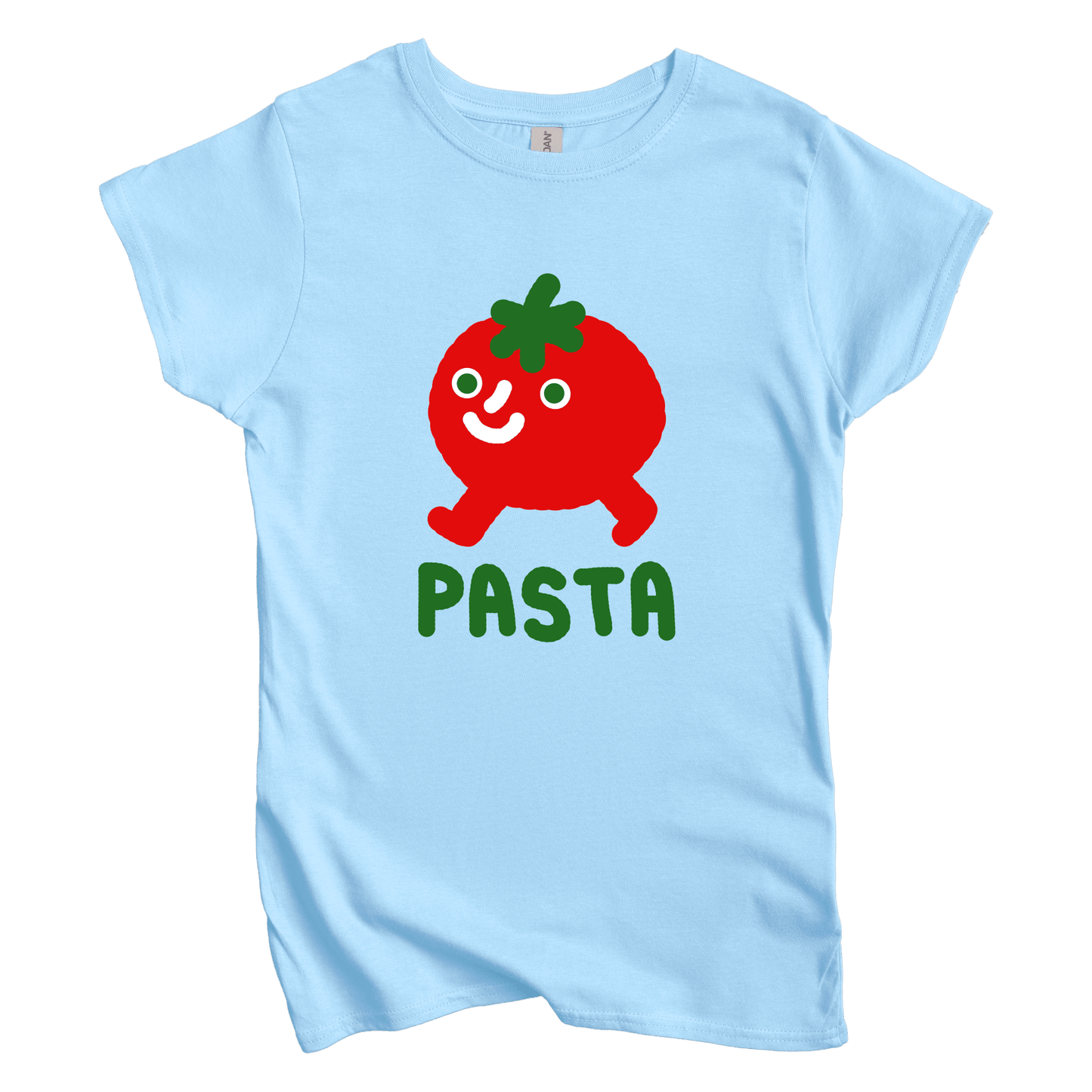 T-Shirt S / Light Blue Pasta Walking Tomato: Longoland Women's Tee