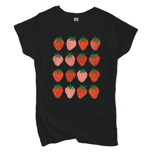 T-Shirt S / Black Strawberry Grid Women's Tee