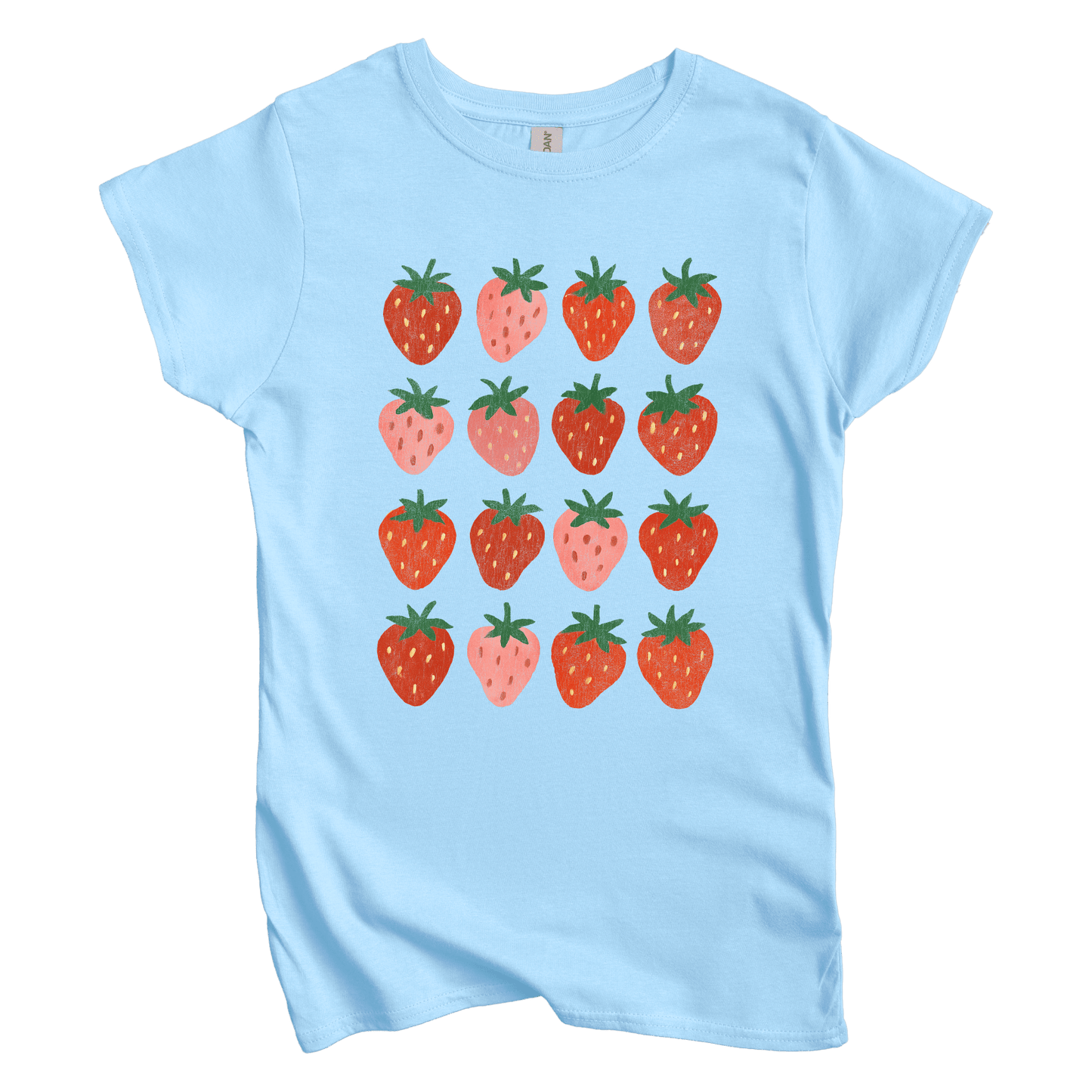 T-Shirt S / Light Blue Strawberry Grid Women's Tee