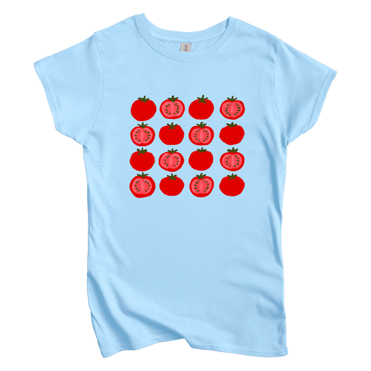 T-Shirt S / Light Blue Tomato Grid Women's Tee