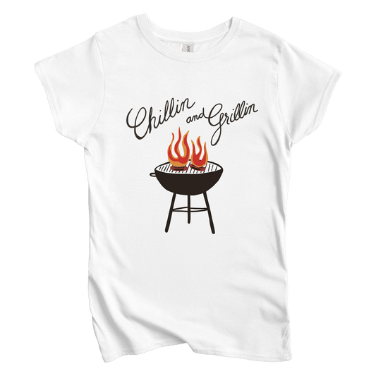 T-Shirt S / White Women's Tee Chillin and Grillin