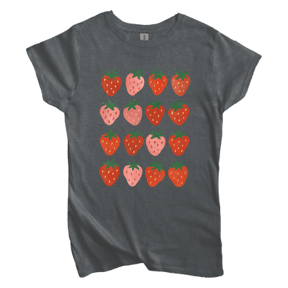T-Shirt Women's Tee Strawberry Grid