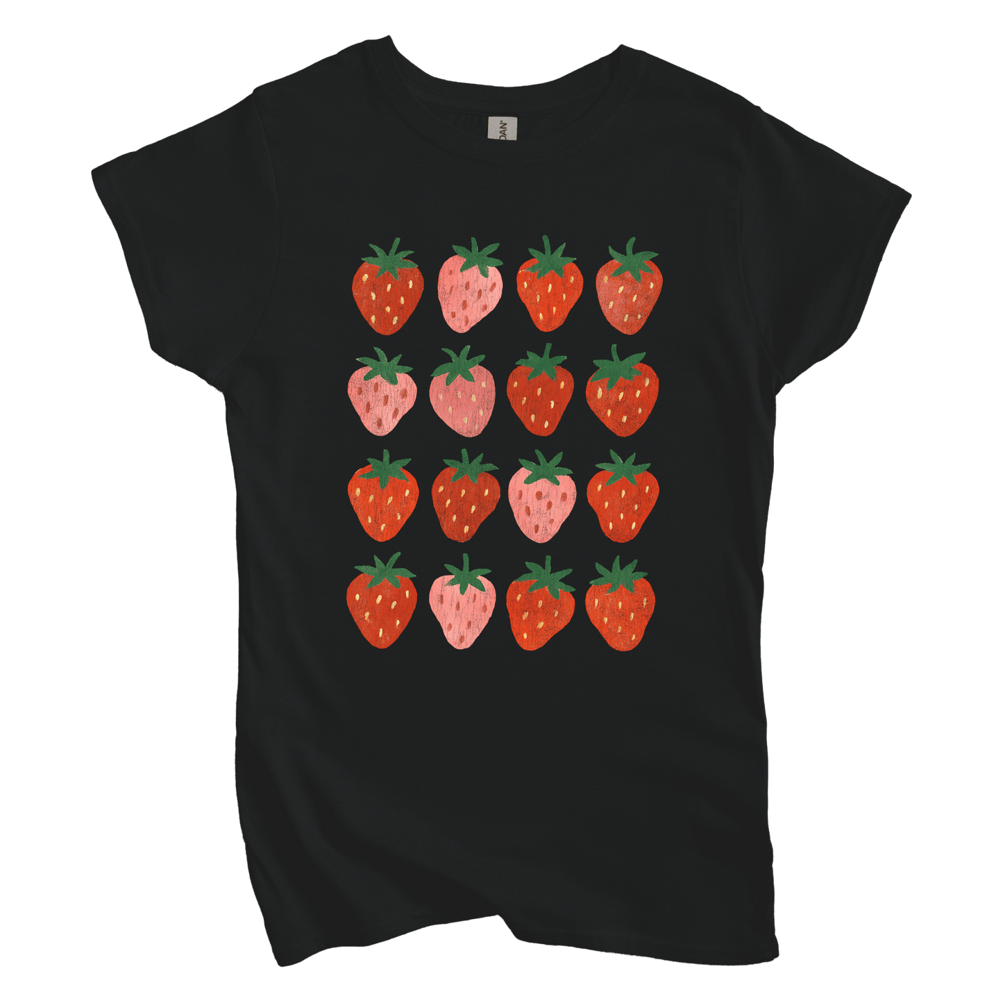 T-Shirt S / Black Women's Tee Strawberry Grid