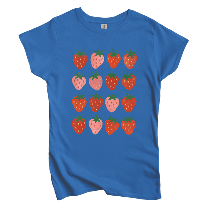 T-Shirt S / Royal Women's Tee Strawberry Grid