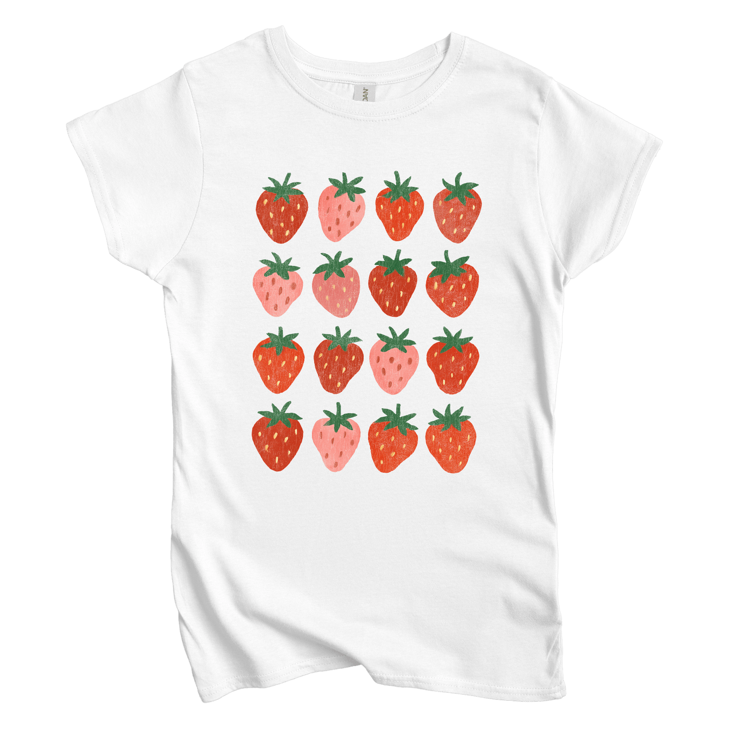 T-Shirt S / White Women's Tee Strawberry Grid